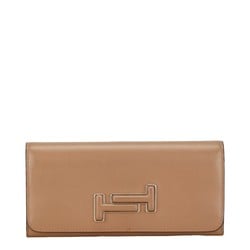 Tod's Long Wallet Beige Brown Leather Women's TOD'S