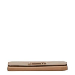 Tod's Long Wallet Beige Brown Leather Women's TOD'S