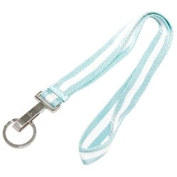 Gucci Key Ring Strap Silver Light Blue White Metal Canvas Women's GUCCI