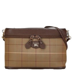 Burberry Check Shoulder Bag Khaki Brown Canvas Leather Women's BURBERRY