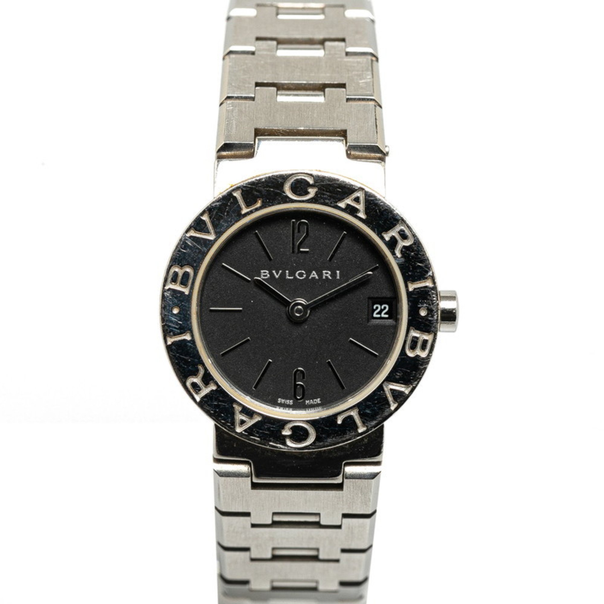 BVLGARI Watch BB23SS Quartz Black Dial Stainless Steel Women's