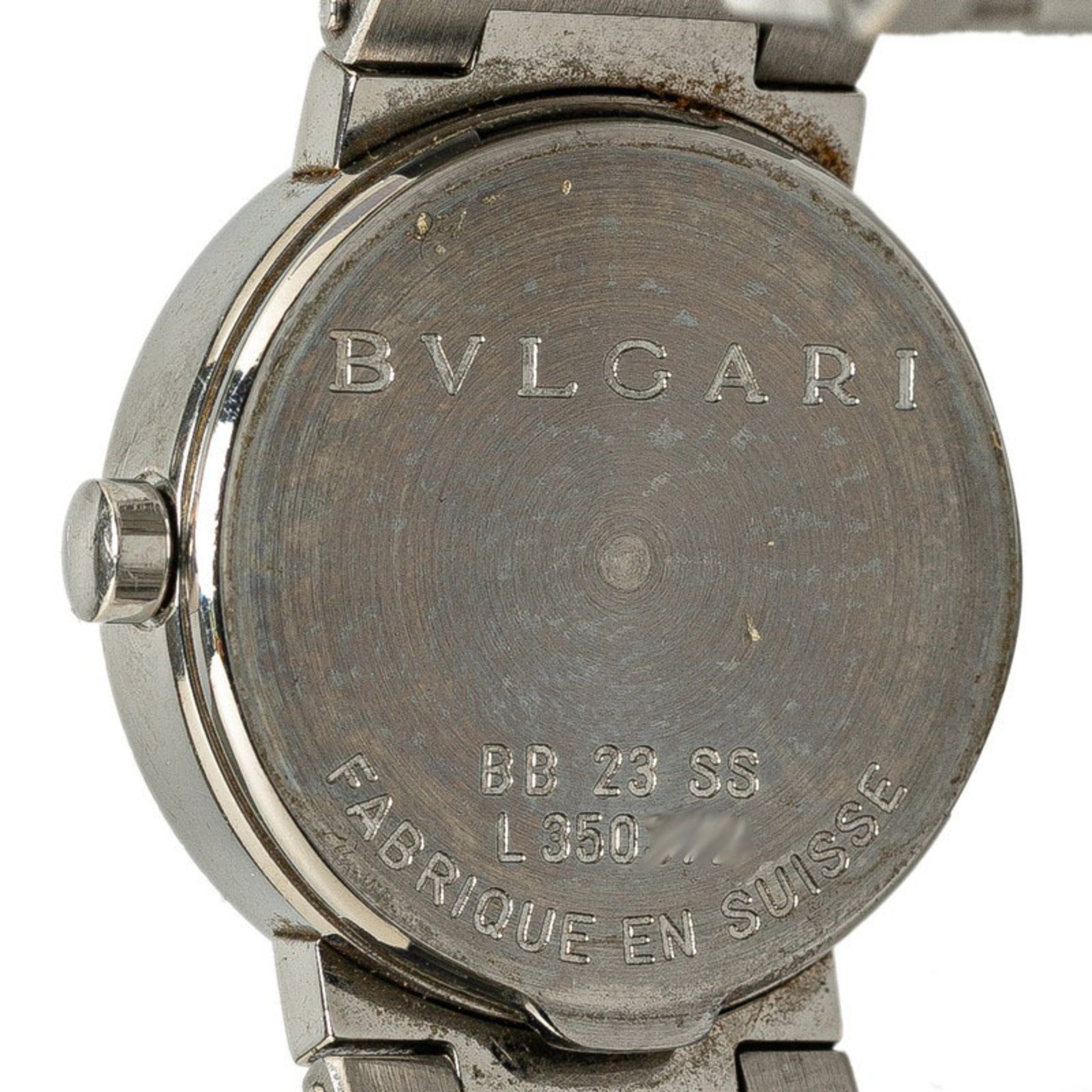 BVLGARI Watch BB23SS Quartz Black Dial Stainless Steel Women's