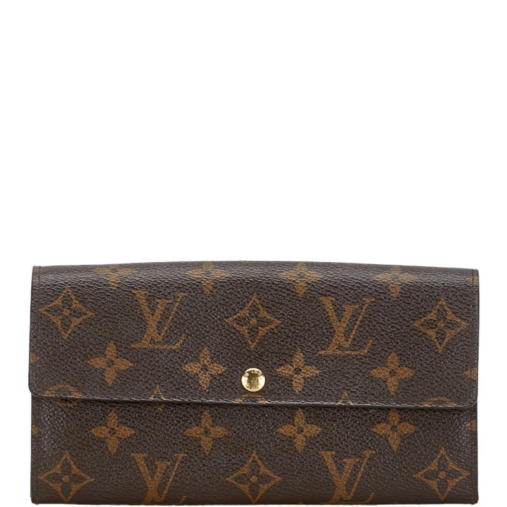 Louis Vuitton Monogram Portefeuille Sarah Long Wallet M61734 Brown PVC Leather Women's LOUIS VUITTON