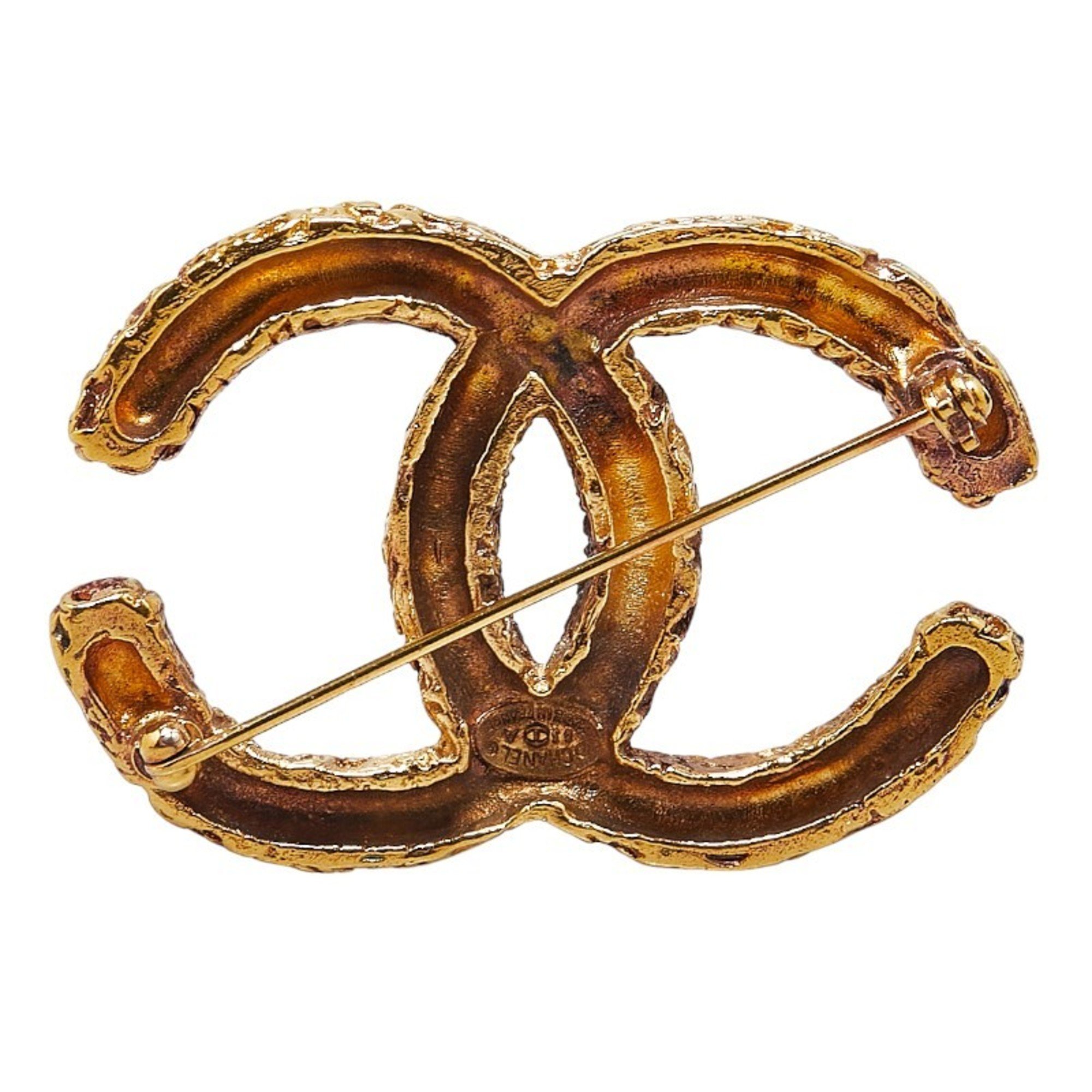 Chanel Coco Mark Yougan Brooch Gold Plated Women's CHANEL