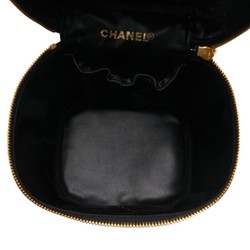 Chanel Coco Mark Handbag Vanity Bag Black Gold Caviar Skin Women's CHANEL