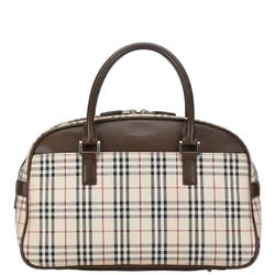 Burberry Nova Check Handbag Tote Bag Beige Brown Canvas Leather Women's BURBERRY