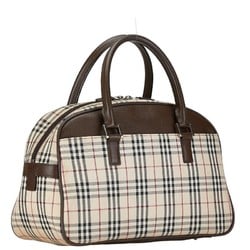 Burberry Nova Check Handbag Tote Bag Beige Brown Canvas Leather Women's BURBERRY