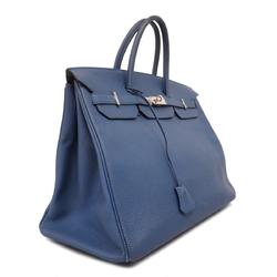 Hermes handbag Birkin 40 X engraved Togo Blue Agate for men and women