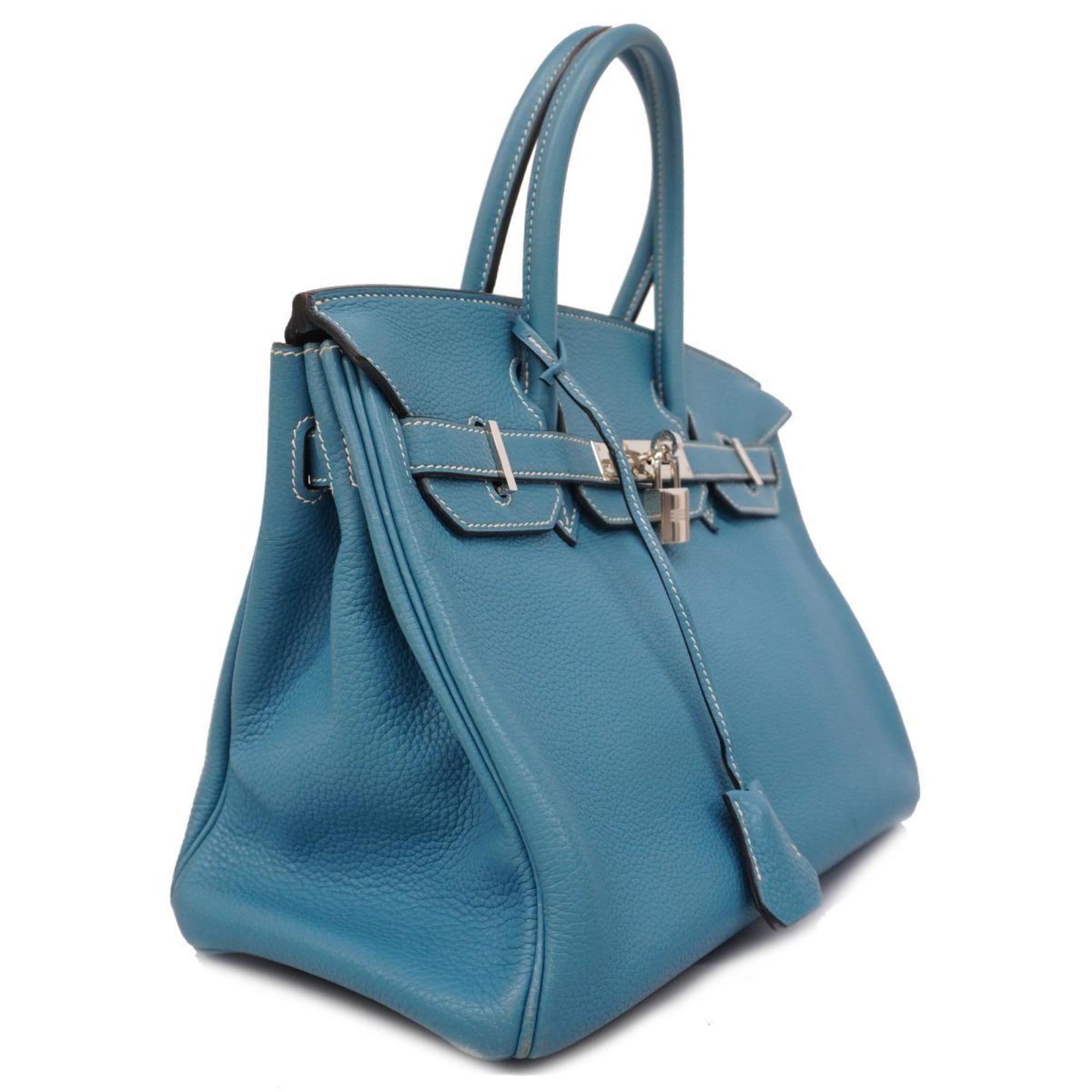 Hermes handbag Birkin 30 □L engraved Togo blue jean ladies