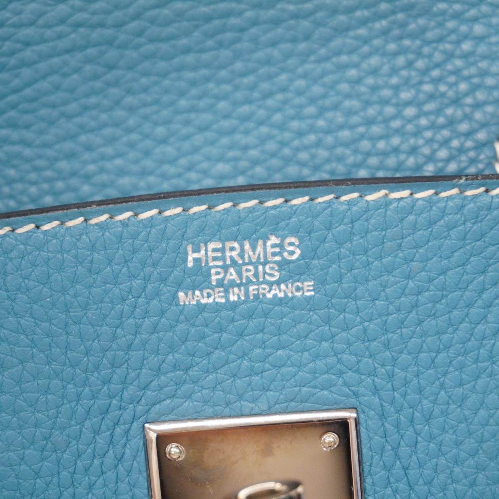 Hermes handbag Birkin 30 □L engraved Togo blue jean ladies