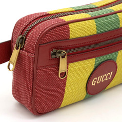 GUCCI Gucci Baiadera Stripe Body Bag Waist Second Canvas Leather Red Yellow Blue 625895