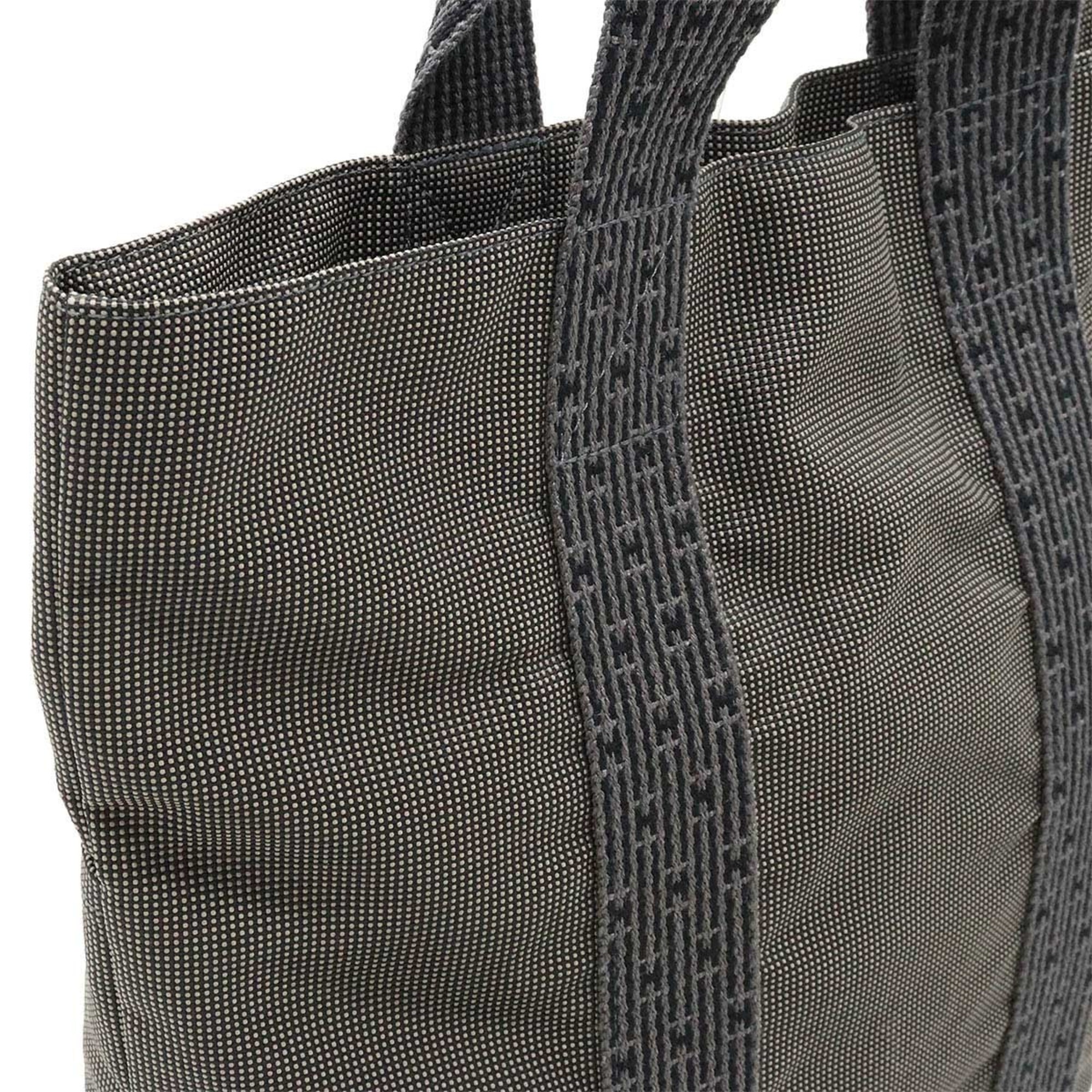 HERMES Hermes Air Line Cabas Tote Bag Canvas Grey Black