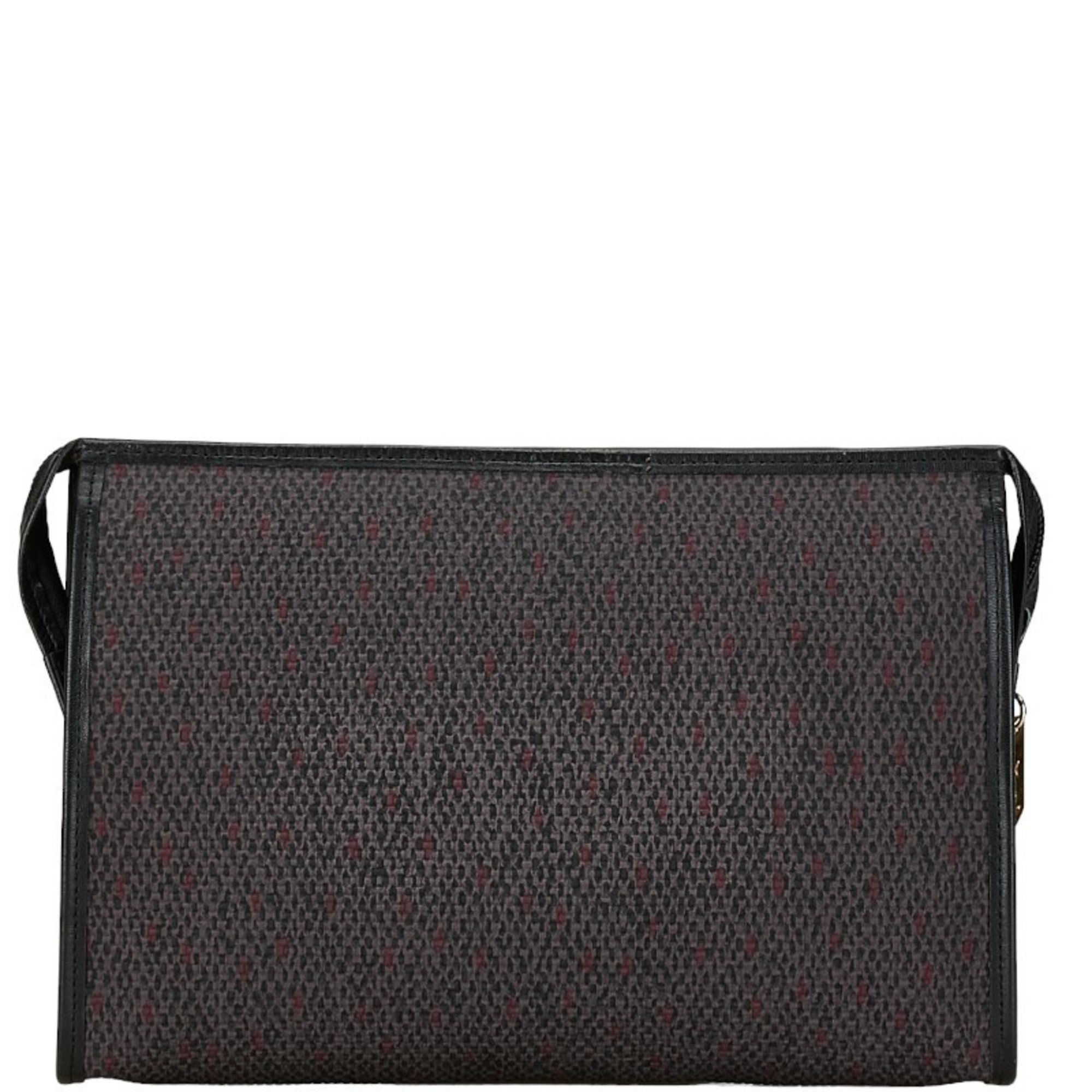 Saint Laurent Second Bag Clutch Black Purple Tweed Leather Women's SAINT LAURENT