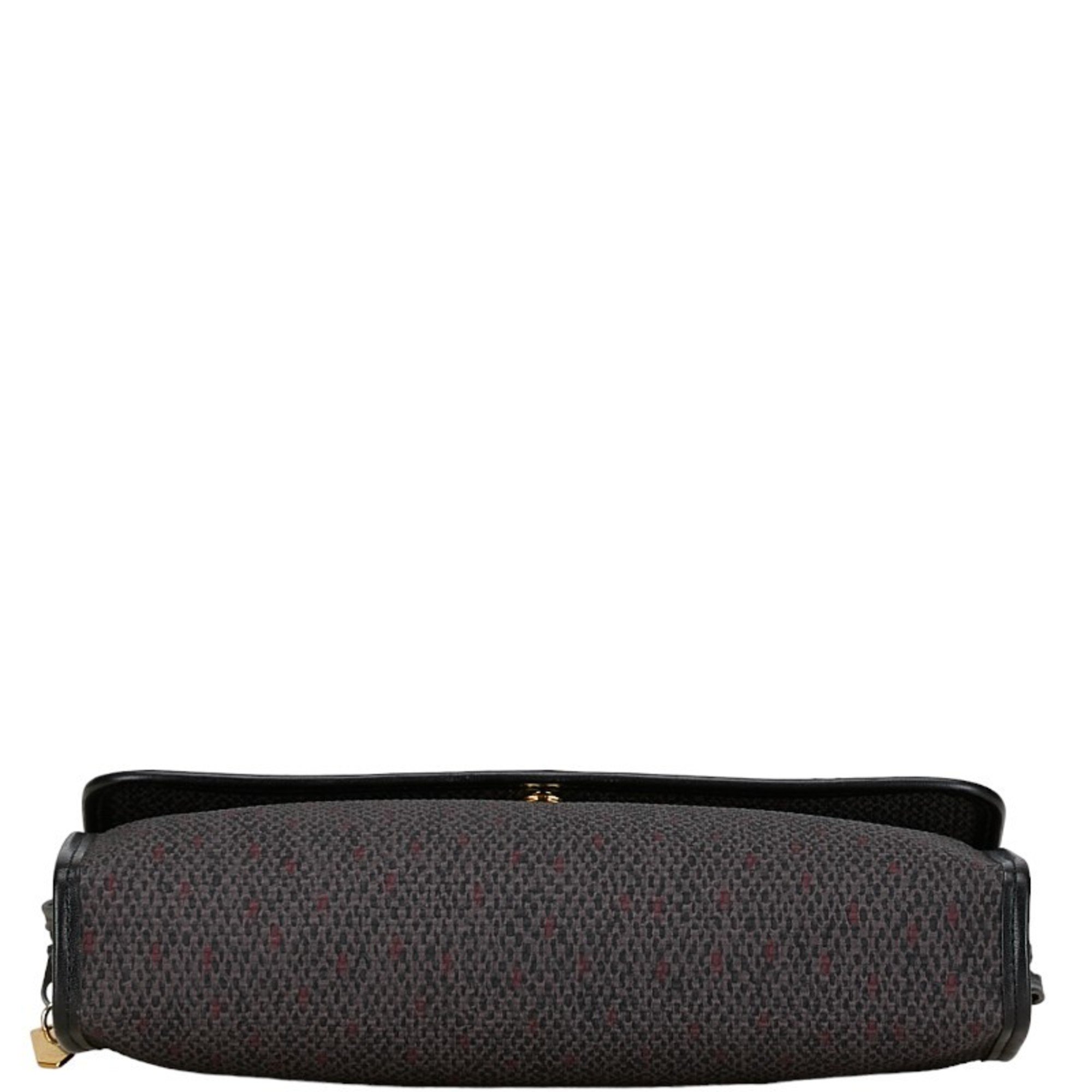 Saint Laurent Second Bag Clutch Black Purple Tweed Leather Women's SAINT LAURENT