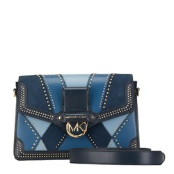 Michael Kors Studded Shoulder Bag Blue Leather Women's