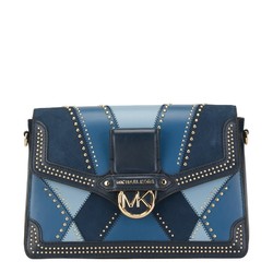 Michael Kors Studded Shoulder Bag Blue Leather Women's