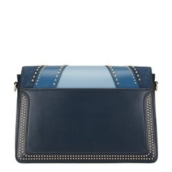 Michael Kors Studded Shoulder Bag Blue Leather Women's