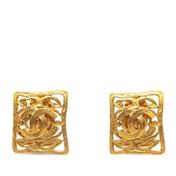 Chanel Coco Mark Square Earrings Gold Plated Women's CHANEL