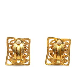 Chanel Coco Mark Square Earrings Gold Plated Women's CHANEL