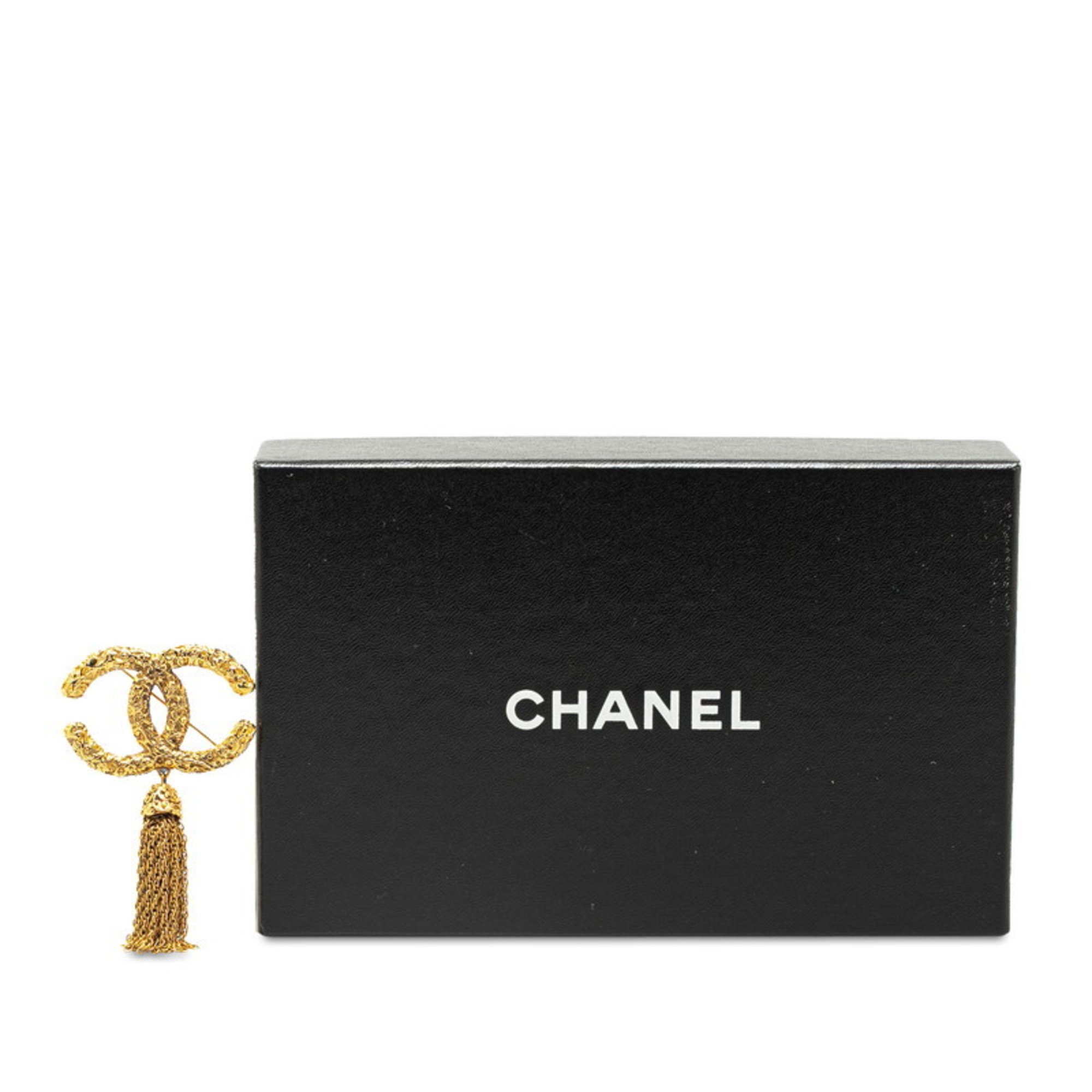 Chanel Coco Mark Lava Tassel Brooch Gold Plated Women's CHANEL