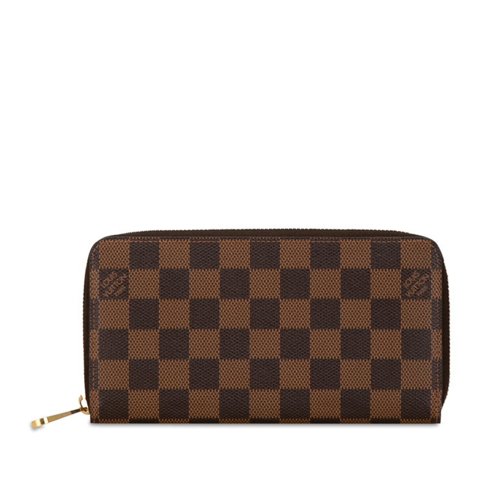 Louis Vuitton Damier Zippy Wallet Round Long N60015 Brown PVC Women's LOUIS VUITTON