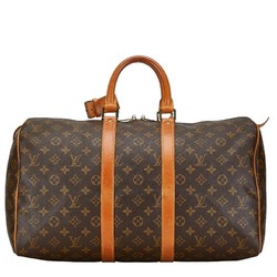 Louis Vuitton Monogram Keepall Bandouliere 45 Boston Bag Travel M41428 Brown PVC Leather Women's LOUIS VUITTON