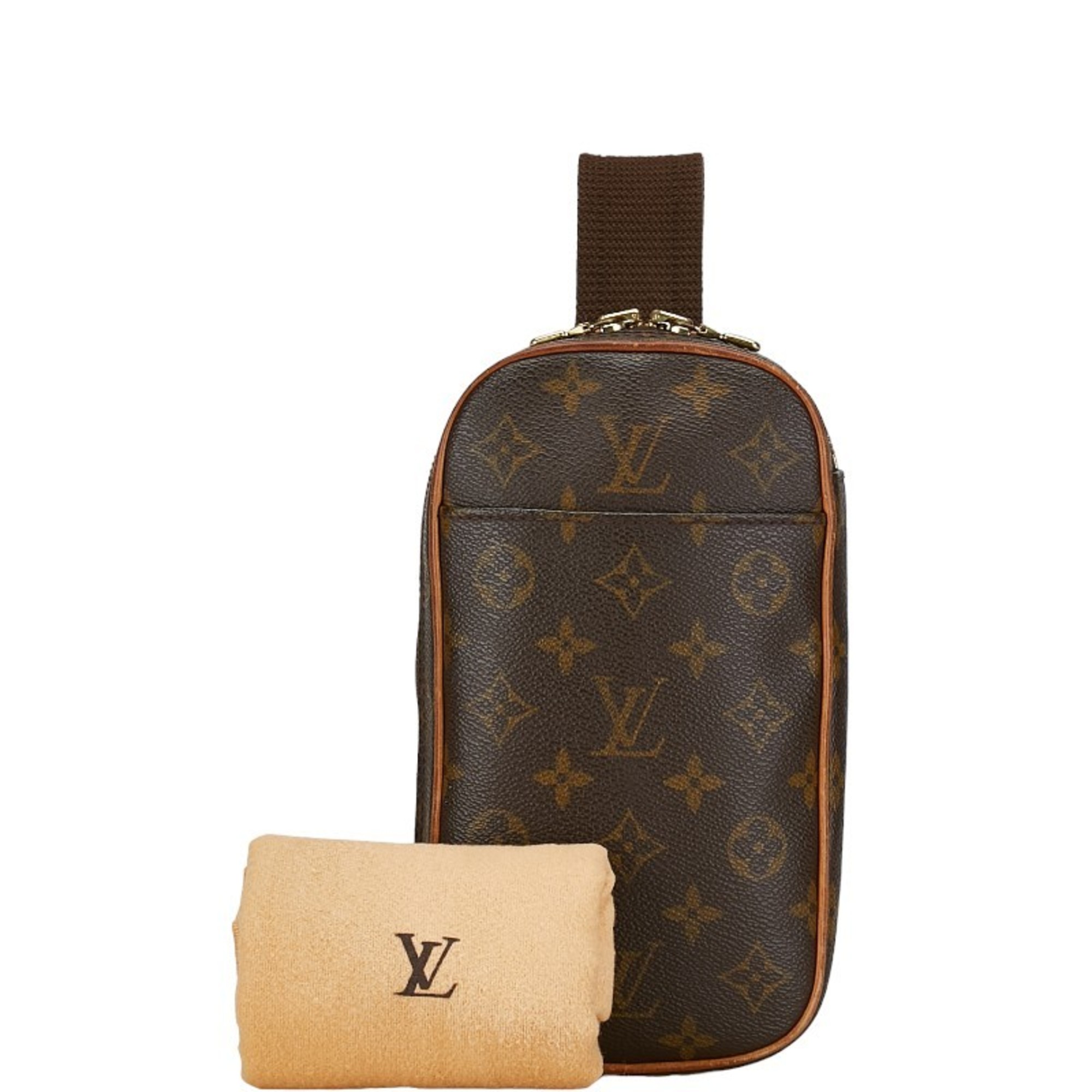 Louis Vuitton Monogram Pochette Ganju Body Bag Waist M51870 Brown PVC Leather Men's LOUIS VUITTON