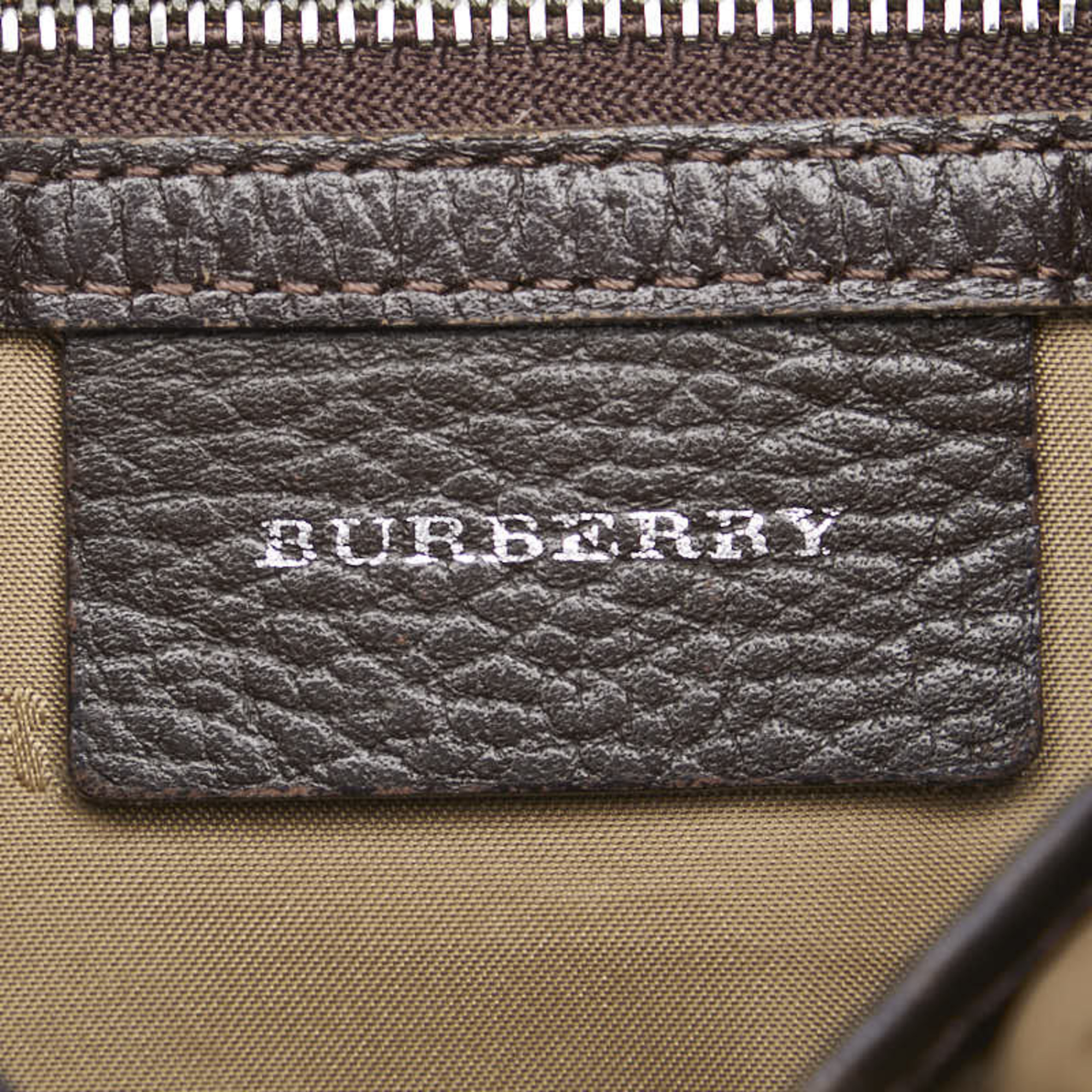 Burberry Nova Check Shoulder Bag Greige Brown Nylon Canvas Leather Women's BURBERRY