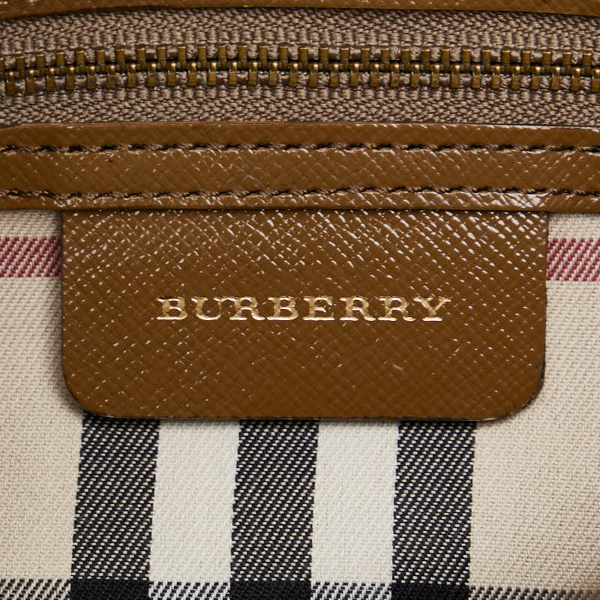 Burberry Nova Check Bag Handbag Brown Leather Women's BURBERRY