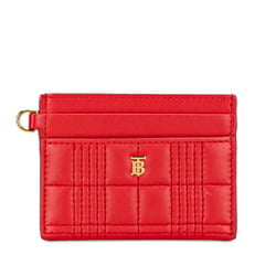 Burberry TB Monogram Quilted Card Case Red Gold Leather Women's BURBERRY