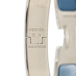 Hermes Click-Clack H PM Bangle Silver Blue Metal Women's HERMES