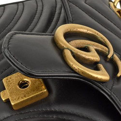 GUCCI GG Marmont Quilted Bag Shoulder Leather 446744 Black Women's