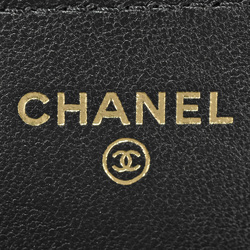 CHANEL Matelasse Coco Mark Phone Case Chain Shoulder Bag Lambskin AP3226 Black Champagne Women's