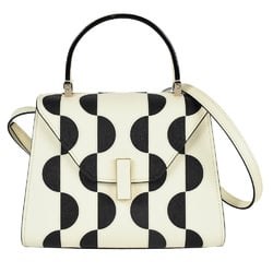 Valextra Iside Pop Handbag Leather White Black Women's