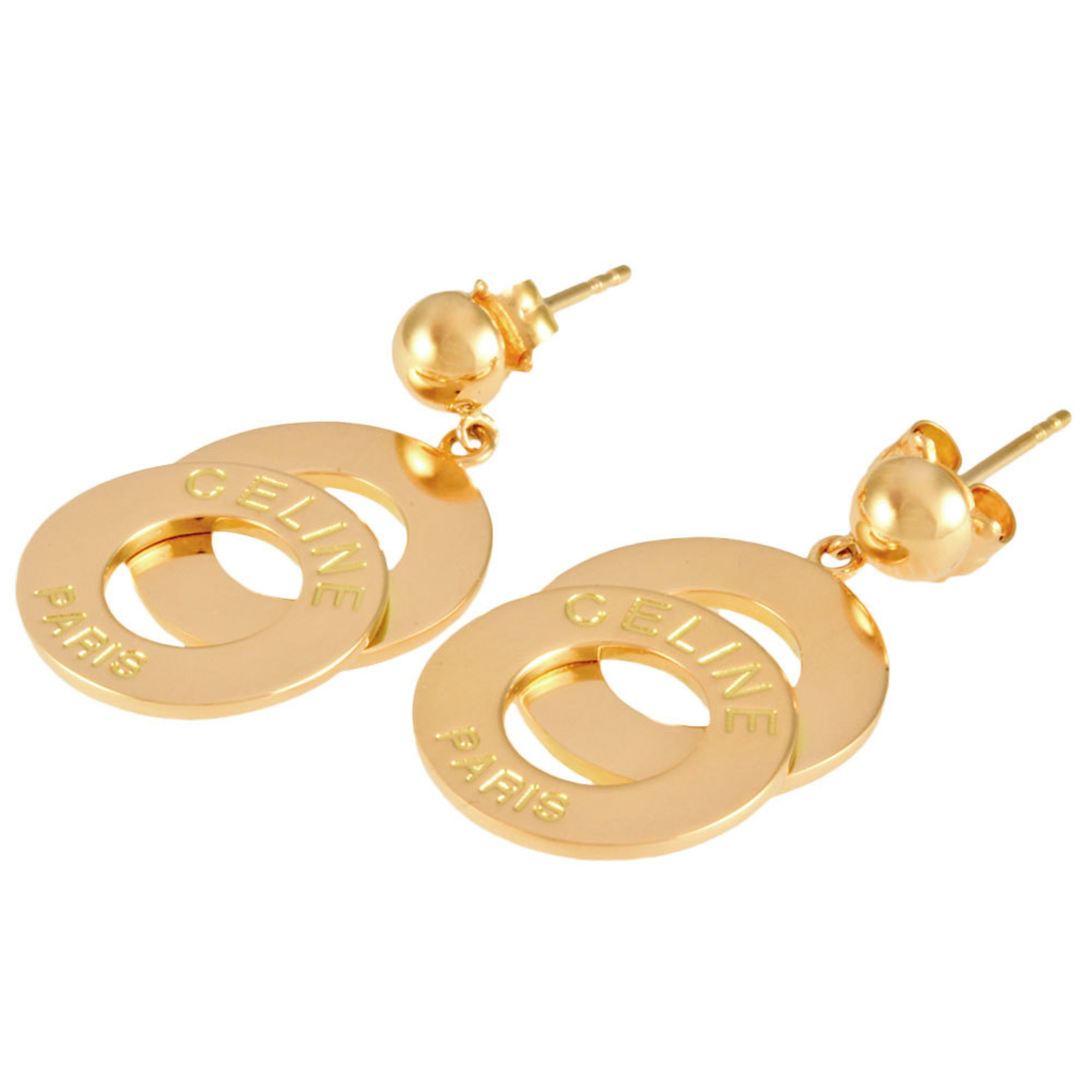 CELINE Double Circle Earrings K18YG 5g Women's