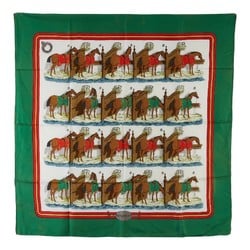 Hermes Carre 90 ECURIES Stable Horse Pattern Scarf Muffler Green Multicolor Silk Women's HERMES