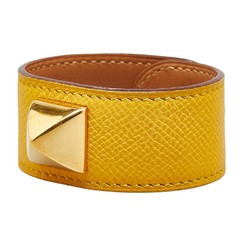 Hermes Medor Bracelet Bangle Yellow Gold Leather Plated Women's HERMES