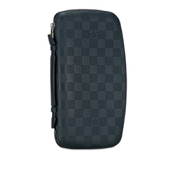 Louis Vuitton Damier Infini Organizer Atoll Round Long Wallet N41382 Cosmos Navy PVC Leather Men's LOUIS VUITTON