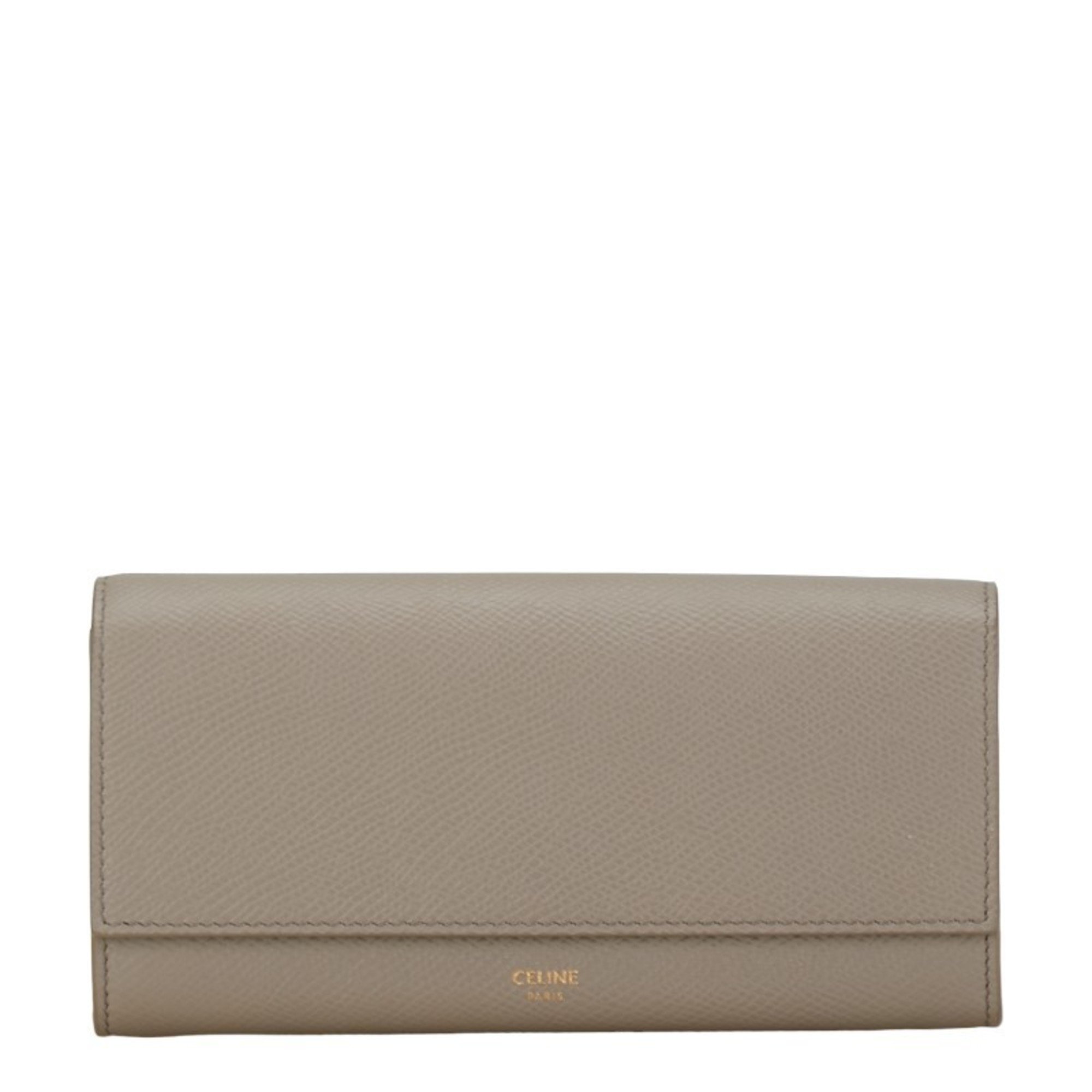 Celine Large Flap Wallet Long Grey Leather Women's CELINE