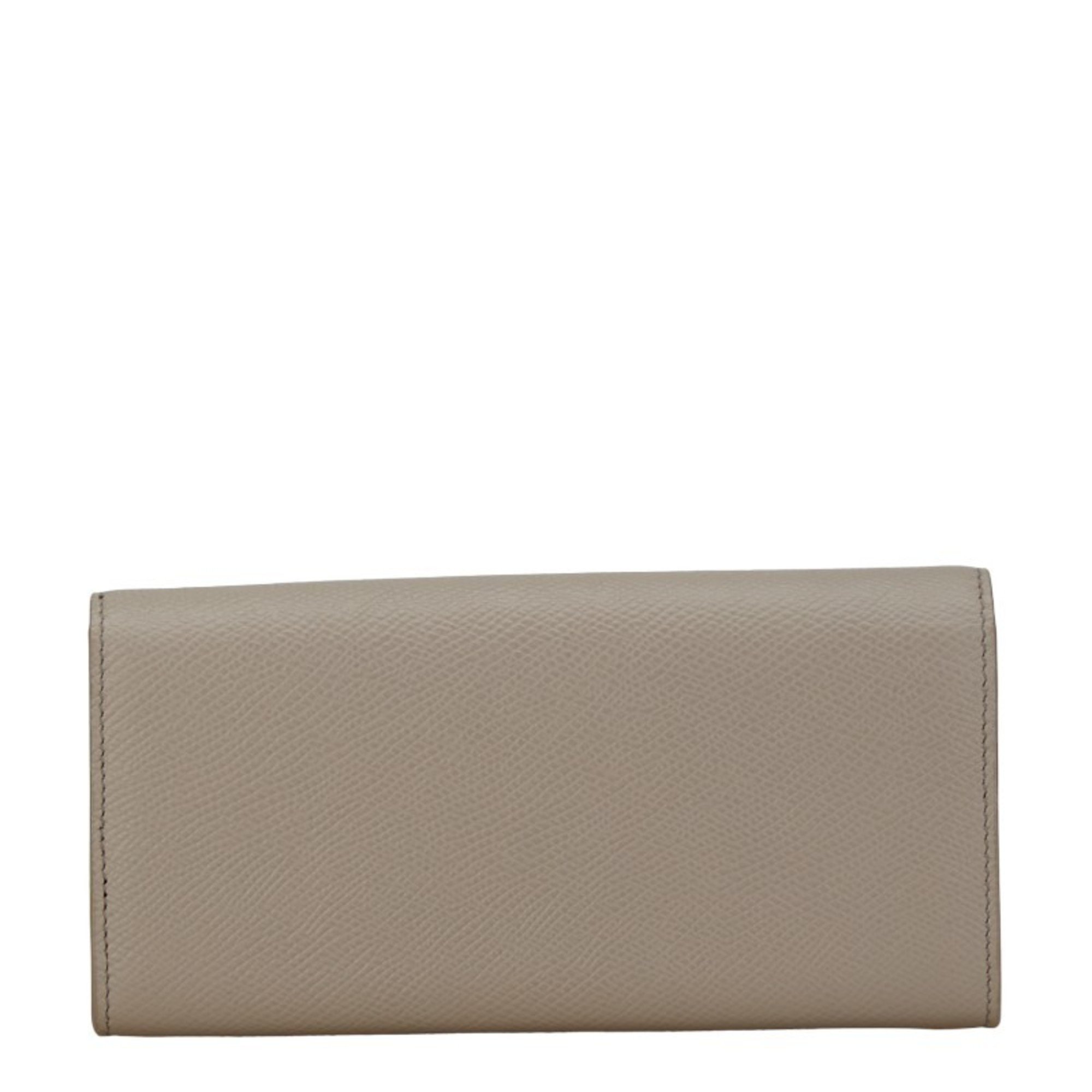 Celine Large Flap Wallet Long Grey Leather Women's CELINE