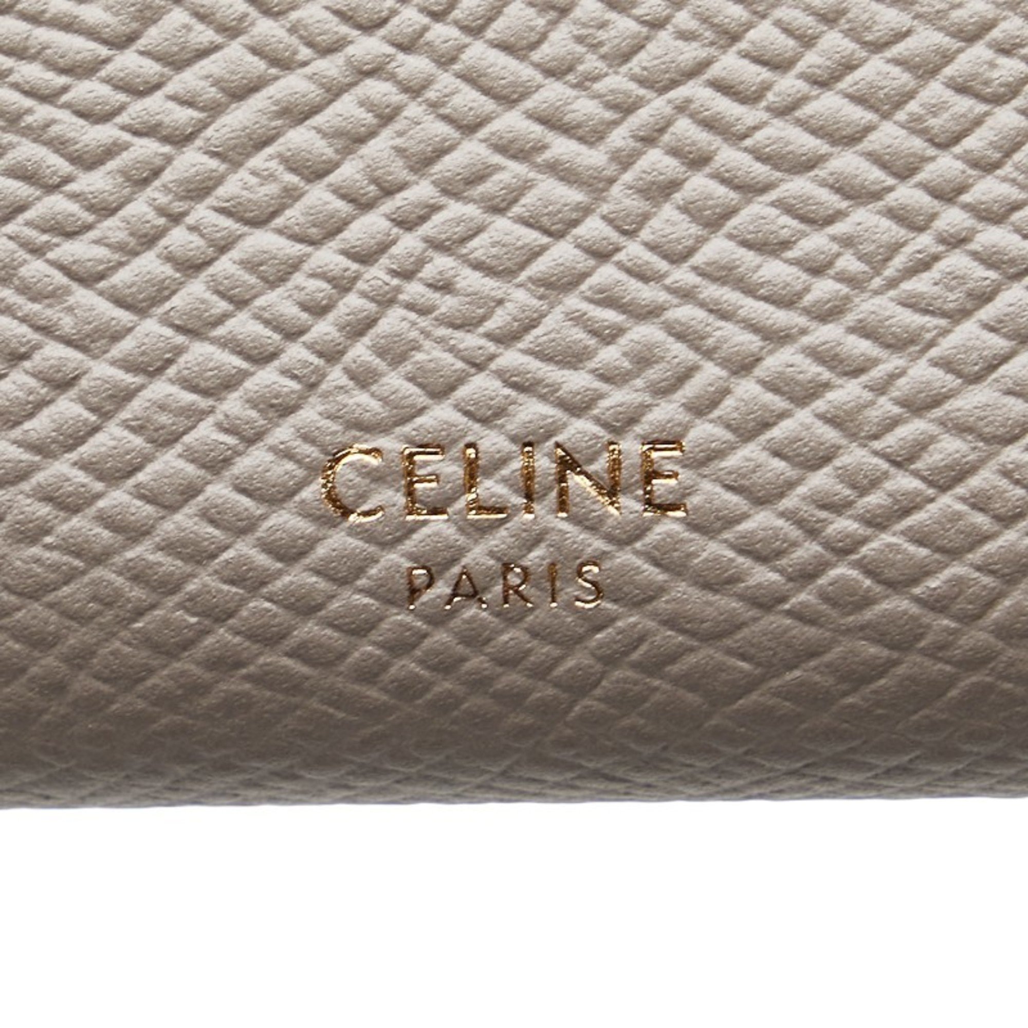 Celine Large Flap Wallet Long Grey Leather Women's CELINE