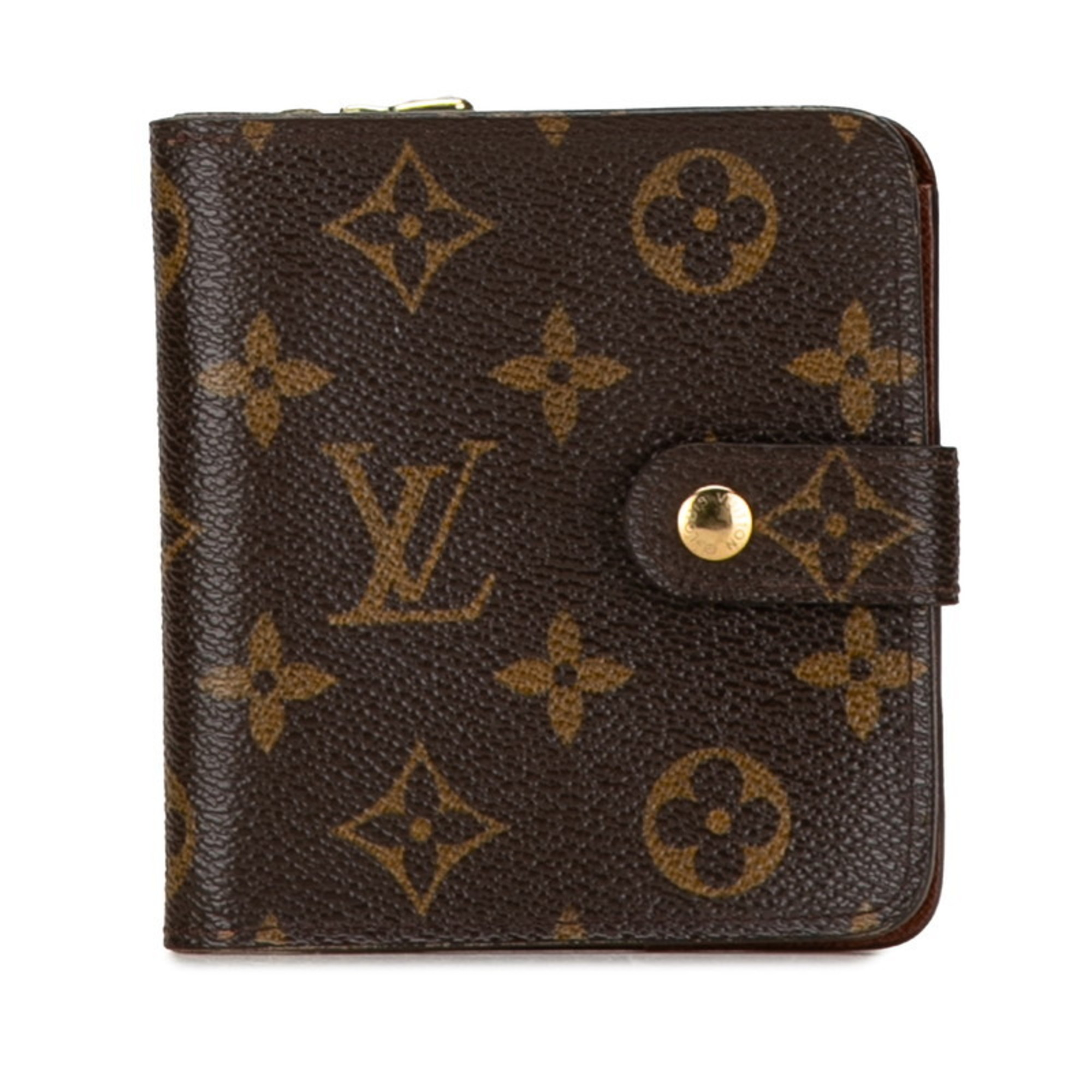 Louis Vuitton Monogram Compact Zip Bi-fold Wallet M61667 Brown PVC Leather Women's LOUIS VUITTON