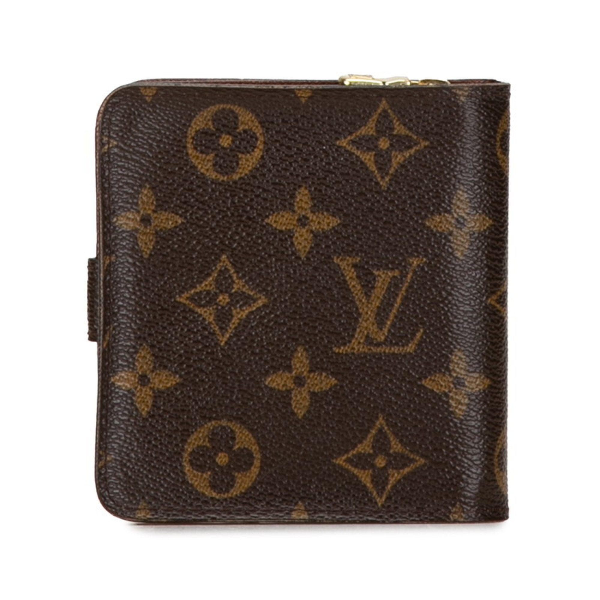 Louis Vuitton Monogram Compact Zip Bi-fold Wallet M61667 Brown PVC Leather Women's LOUIS VUITTON