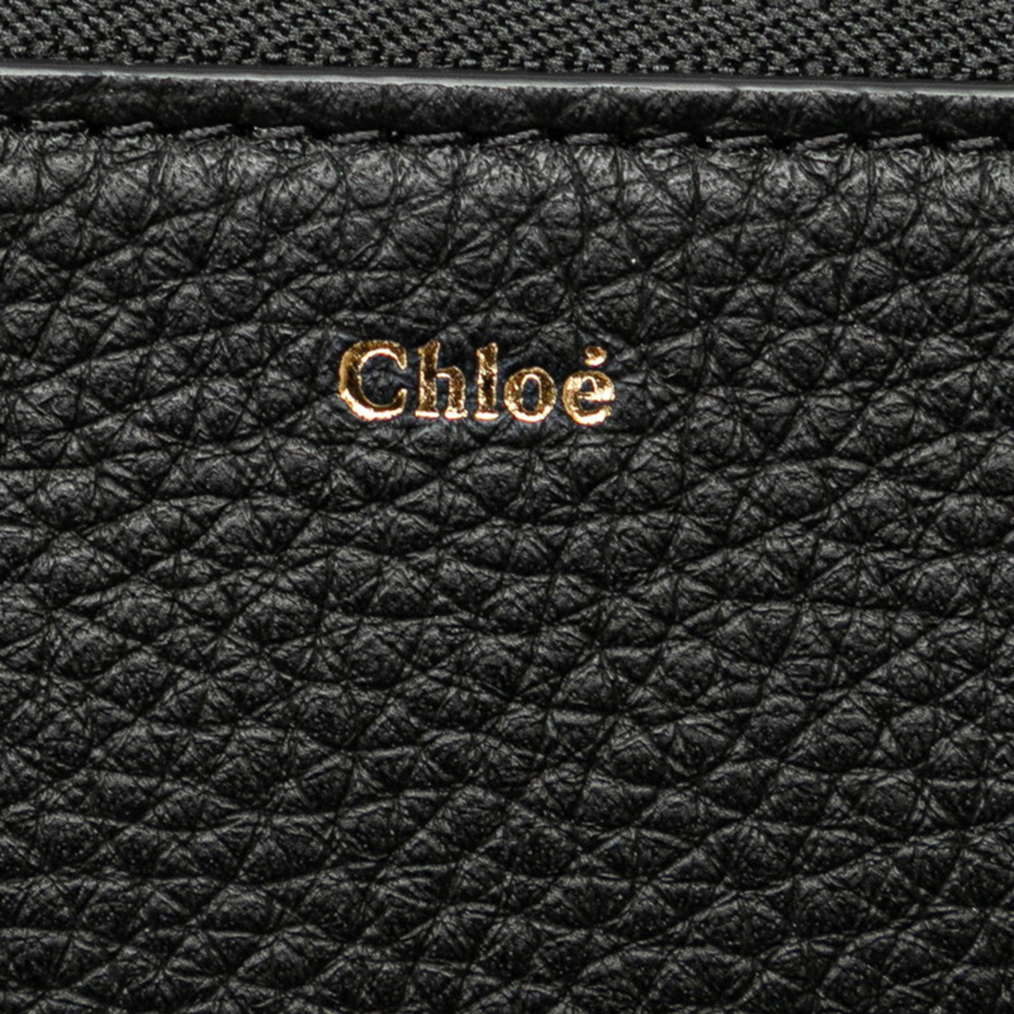 Chloé Chloe Coin Case Purse Black Gold Leather Women's