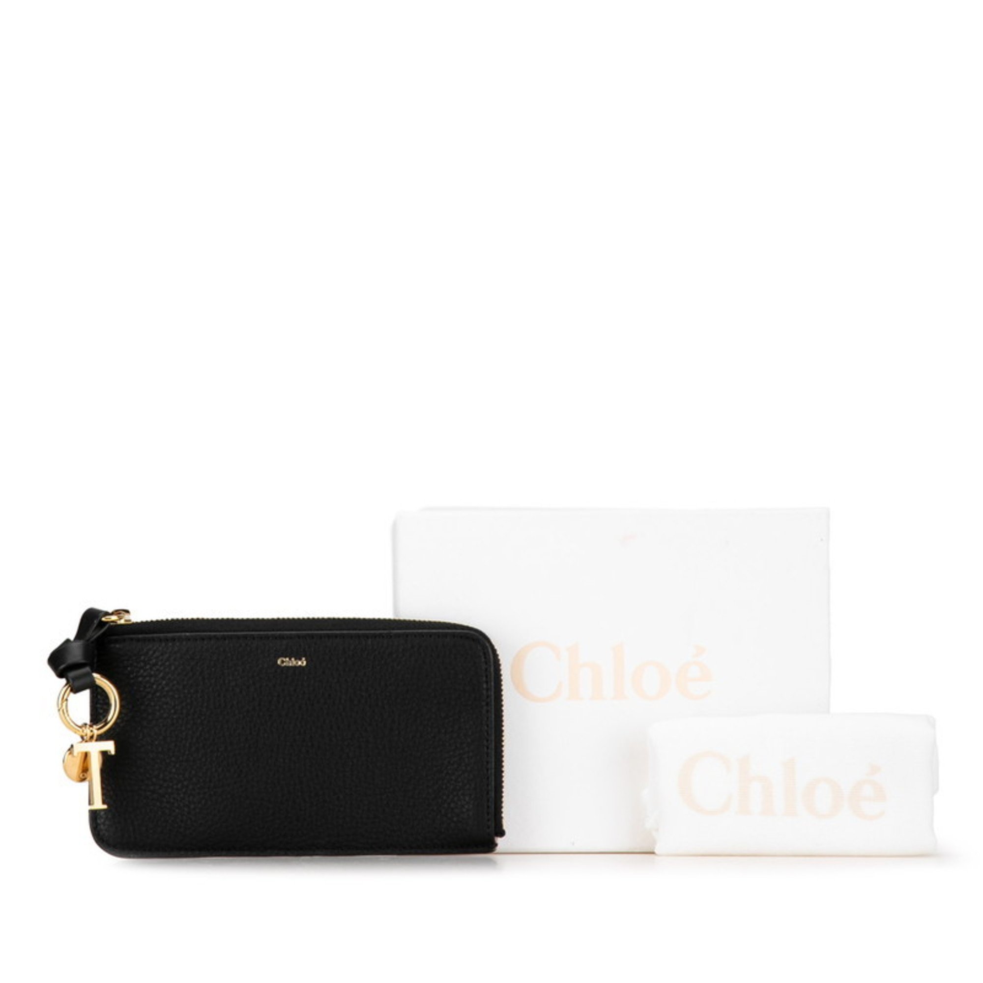 Chloé Chloe Coin Case Purse Black Gold Leather Women's