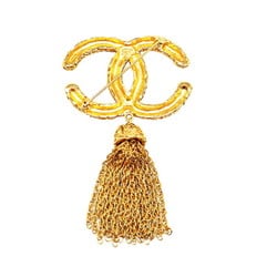 Chanel Coco Mark Lava Tassel Brooch Gold Plated Women's CHANEL