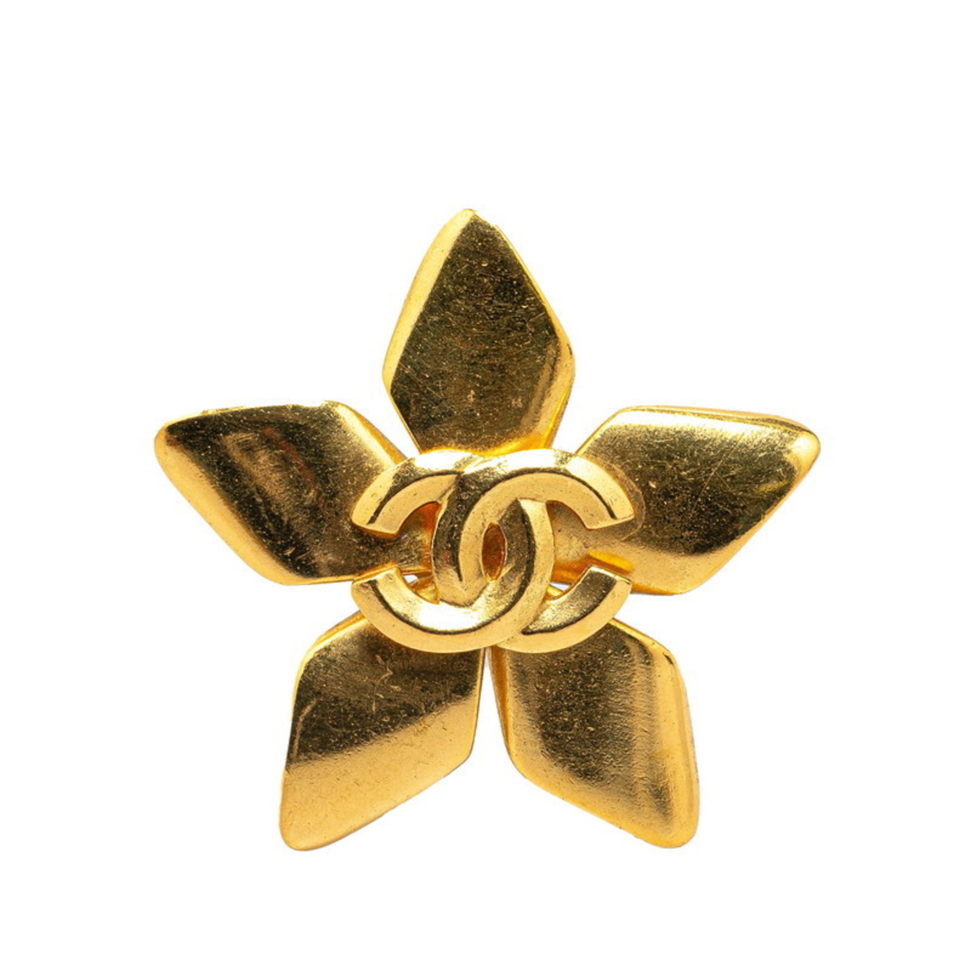 Chanel Coco Mark Star Motif Brooch Gold Plated Women's CHANEL