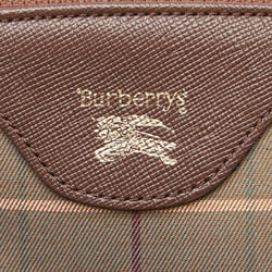 Burberry Check Second Bag Pouch Brown Khaki Canvas Leather Women's BURBERRY