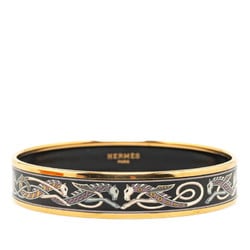 Hermes enamel MM cloisonné bangle gold black plating ladies HERMES