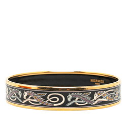 Hermes enamel MM cloisonné bangle gold black plating ladies HERMES